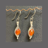 Herrringbone Weave Earrings: Orange and Red