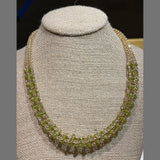 Gemstone Viking Knit Necklace: Gold, Faceted Olivine