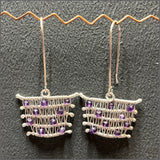 Soumak Weave Earrings, Horizontal elements with Amethyst