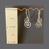 Silver wire earrings, overlapping spirals