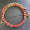 Gemstone Viking Knit Necklace: Gold, Bamboo Coral