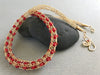 Gemstone Viking Knit Necklace: Gold, Bamboo Coral