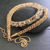 Gemstone Viking Knit Necklace: Gold, Rutile Quartz