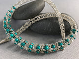 Gemstone Viking Knit Necklace: Silver, Turquoise